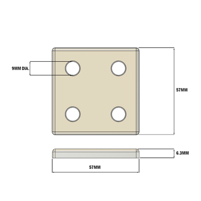 41-106-3 MODULAR SOLUTIONS ALUMINUM CONNECTING PLATE<BR>60MM X 60MM FLAT W/HARDWARE